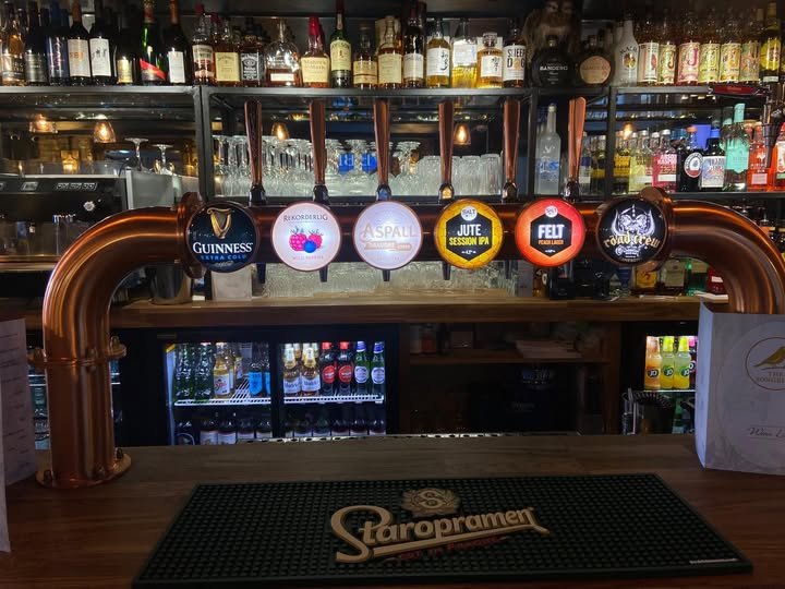 Draught taps at the bar